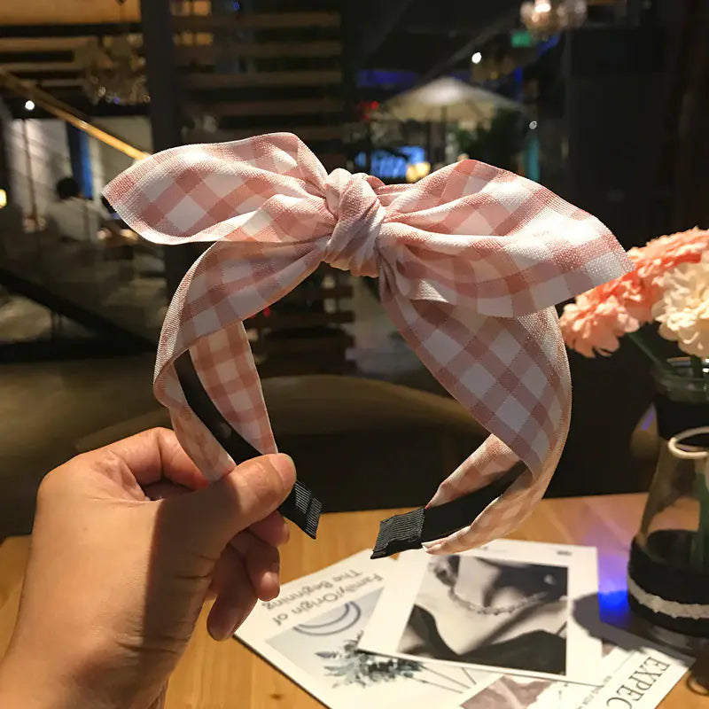 Plaid Knot Bow Fabric Headband