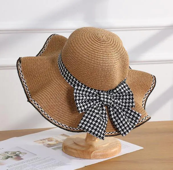 New Summer Women's Bow Knit Straw Hat