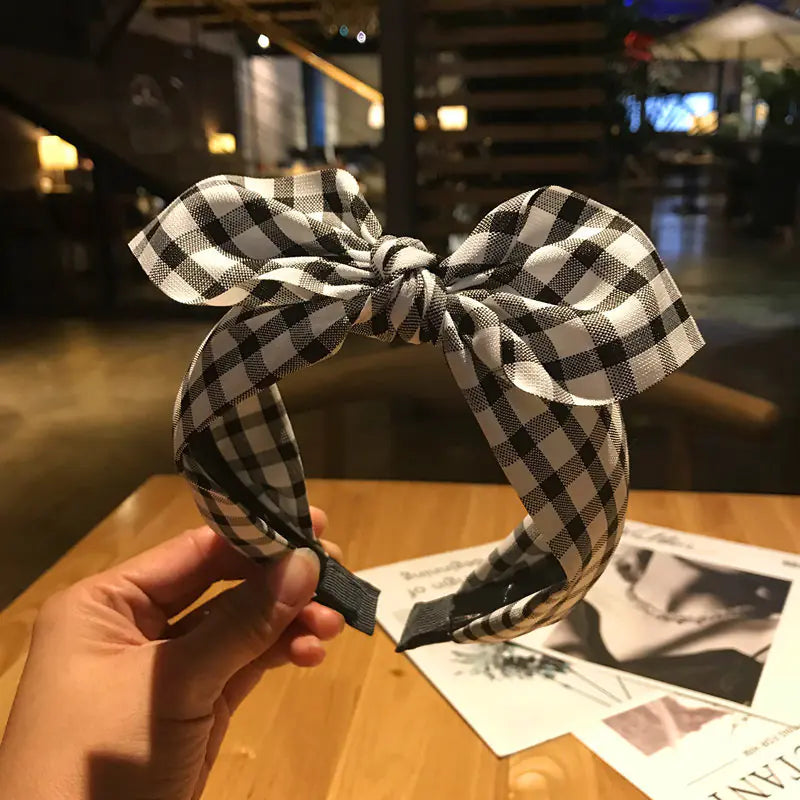 Plaid Knot Bow Fabric Headband