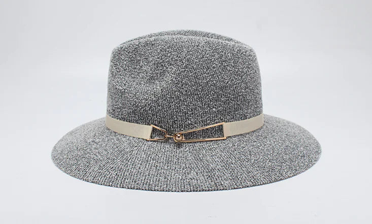 Women's Wide Brim Jazz Hat, Korean Knit Sun Hat