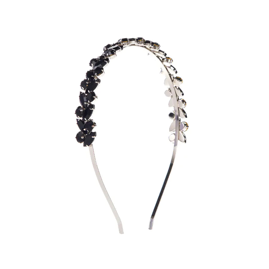 French Retro Metal Texture Rhinestone Headband