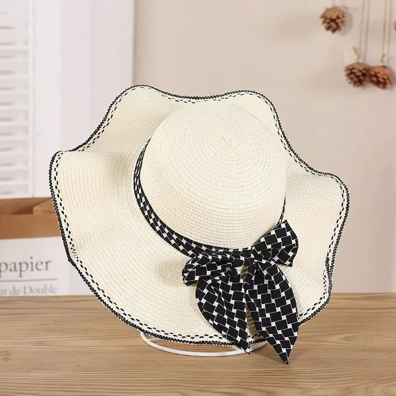 New Summer Women's Bow Knit Straw Hat
