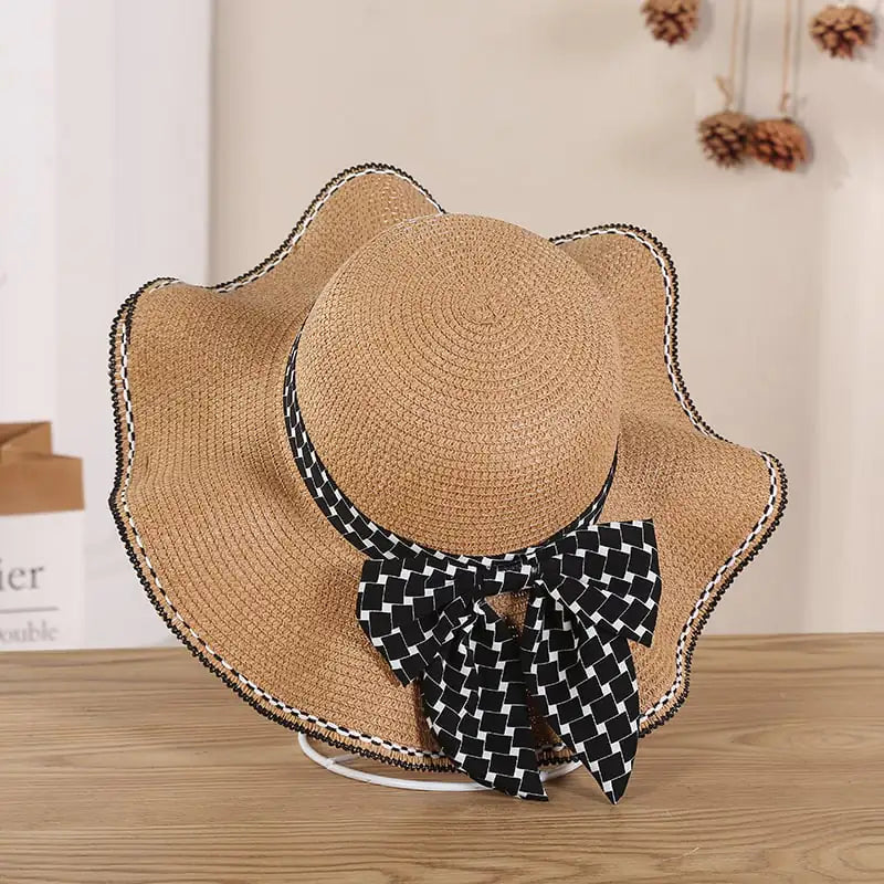New Summer Women's Bow Knit Straw Hat