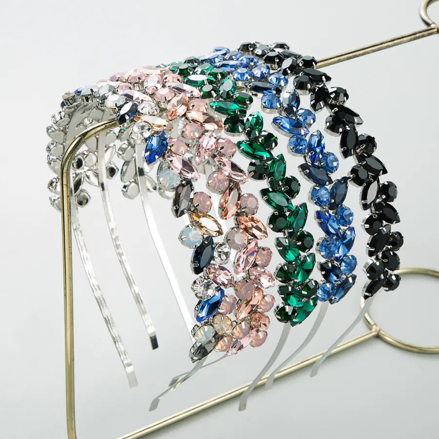 French Retro Metal Texture Rhinestone Headband