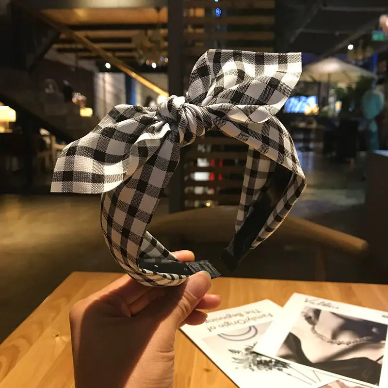 Plaid Knot Bow Fabric Headband