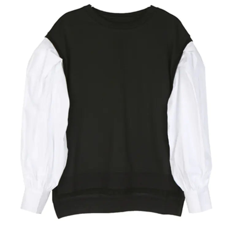 White Lantern Sleeve Long Sleeve Sweatshirt