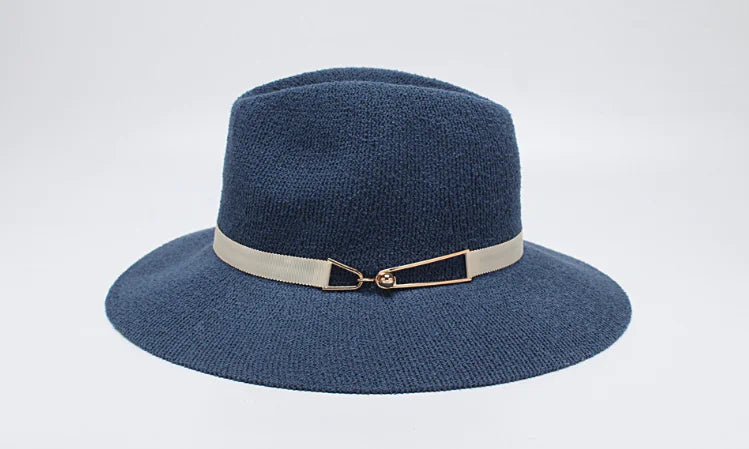 Women's Wide Brim Jazz Hat, Korean Knit Sun Hat
