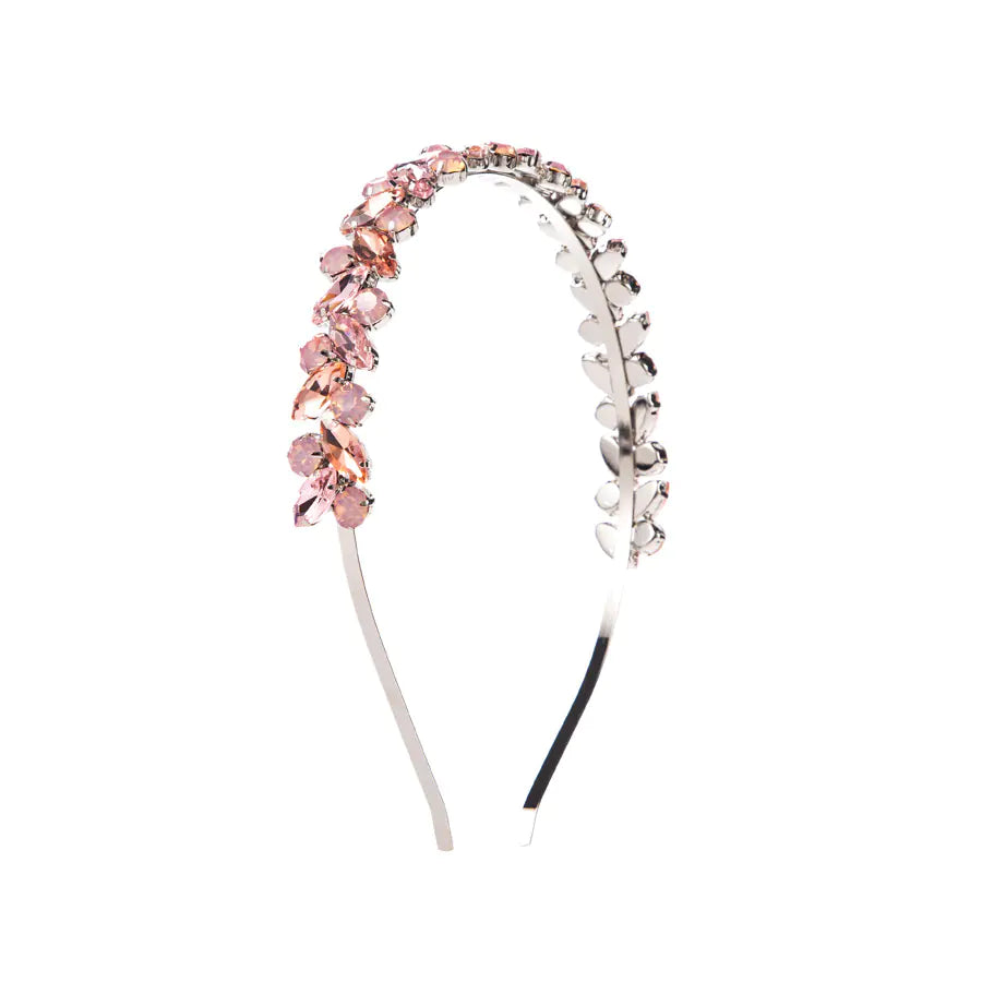 French Retro Metal Texture Rhinestone Headband