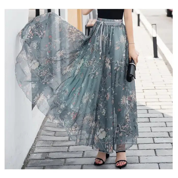 Women's Summer Chiffon Long Skirt for Vacation