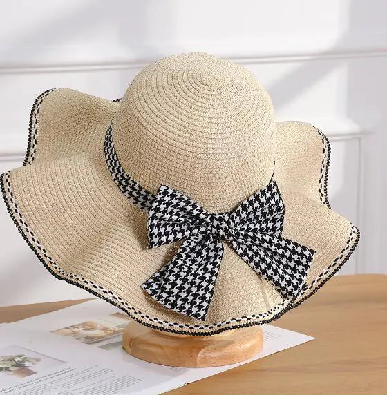New Summer Women's Bow Knit Straw Hat
