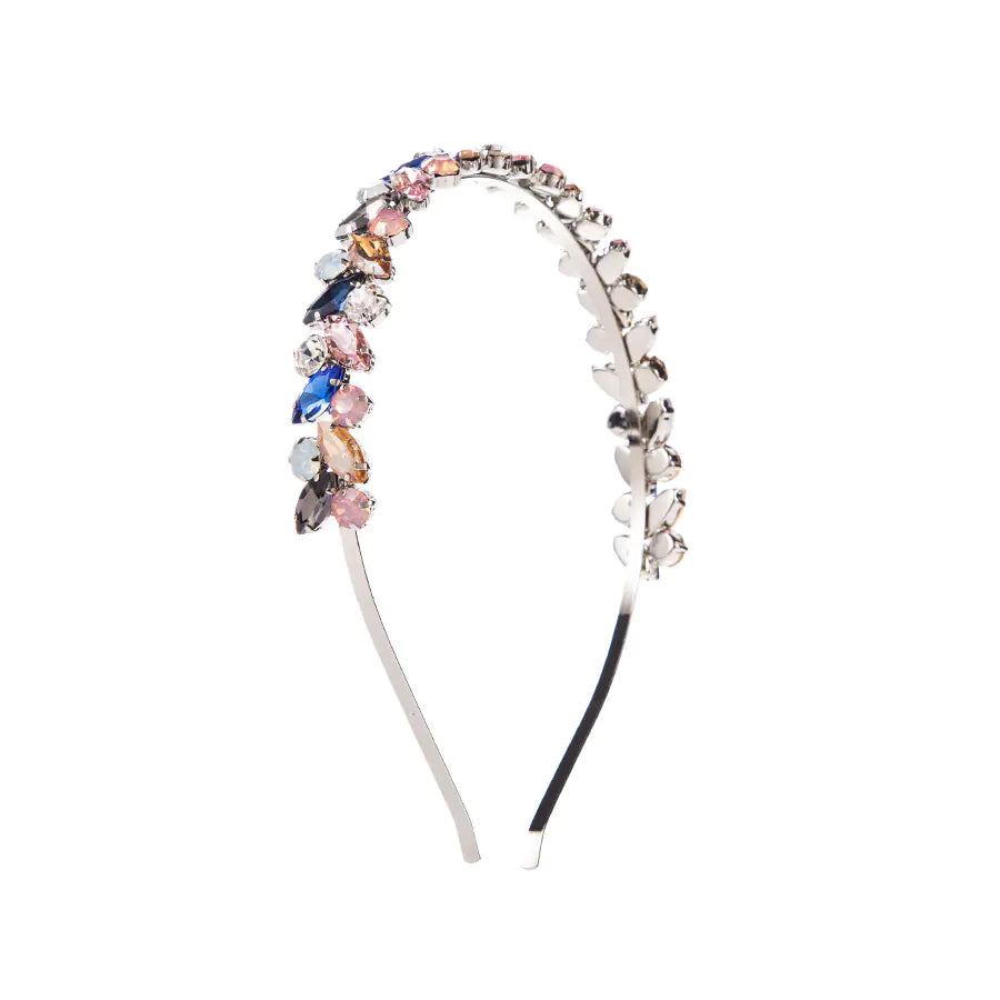 French Retro Metal Texture Rhinestone Headband