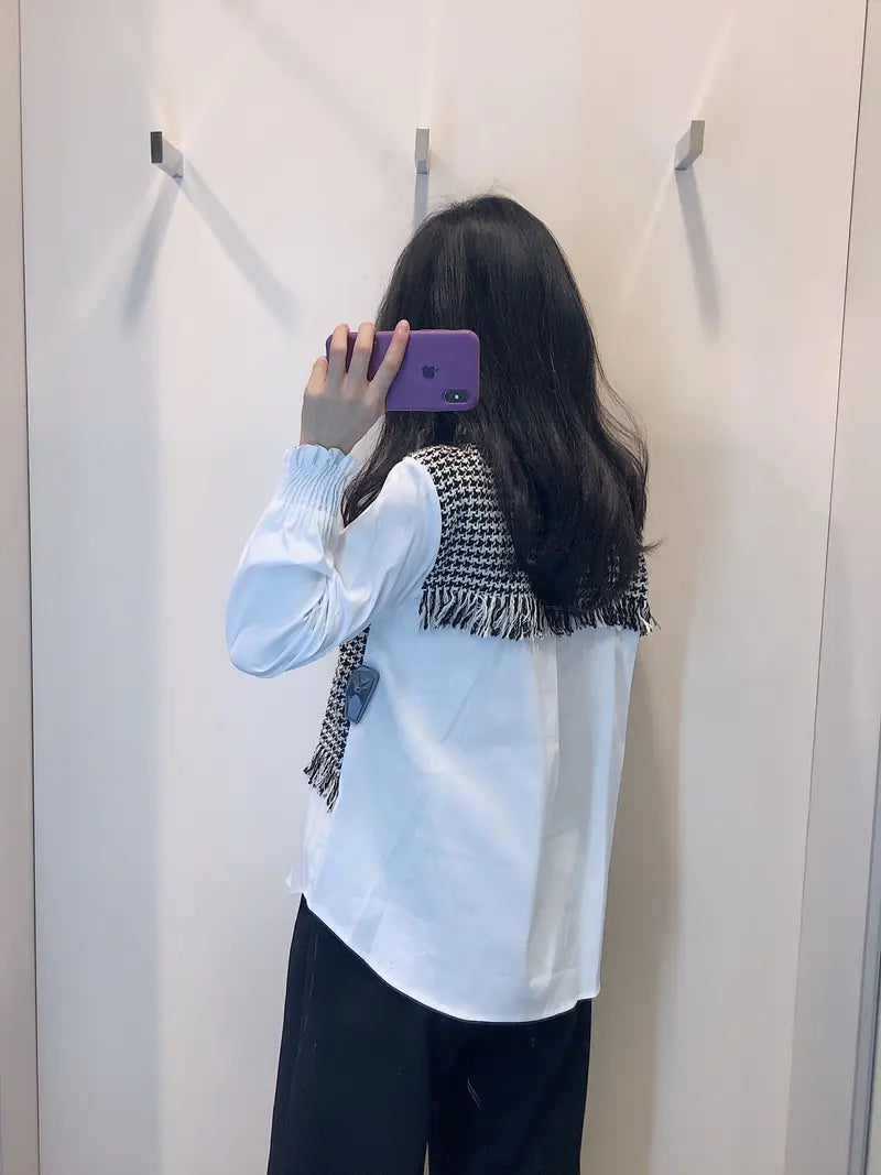 Tweed Panelled Shirt with Sweater Design