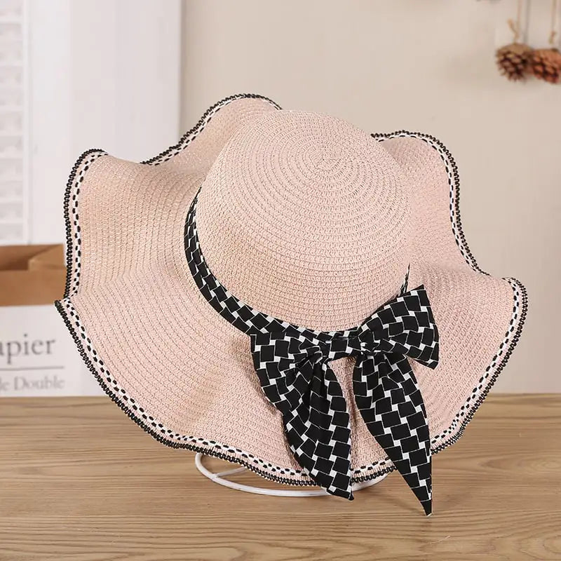 New Summer Women's Bow Knit Straw Hat