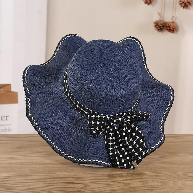 New Summer Women's Bow Knit Straw Hat