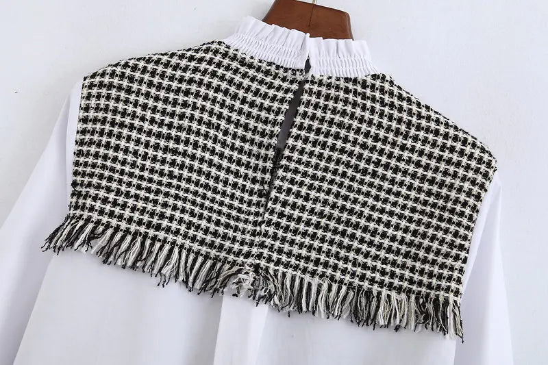 Tweed Panelled Shirt with Sweater Design