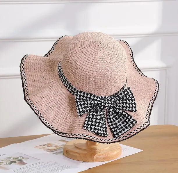New Summer Women's Bow Knit Straw Hat