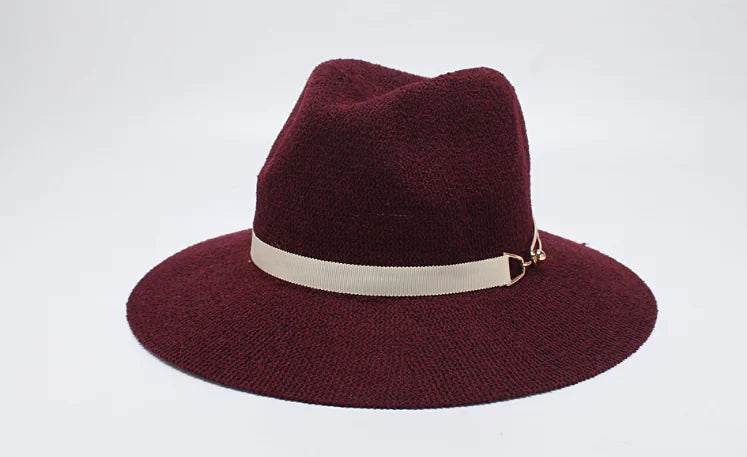 Women's Wide Brim Jazz Hat, Korean Knit Sun Hat
