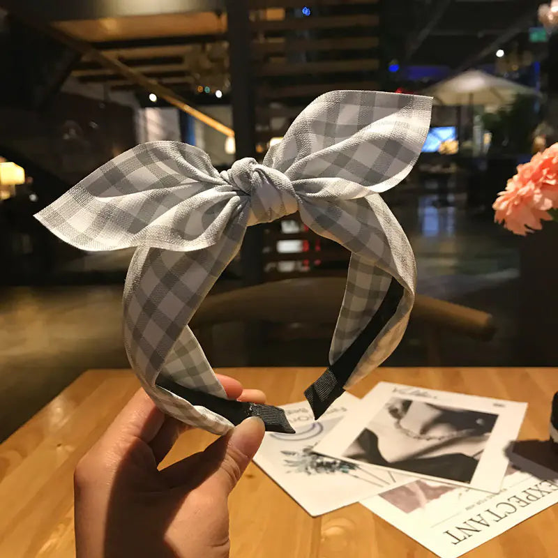 Plaid Knot Bow Fabric Headband