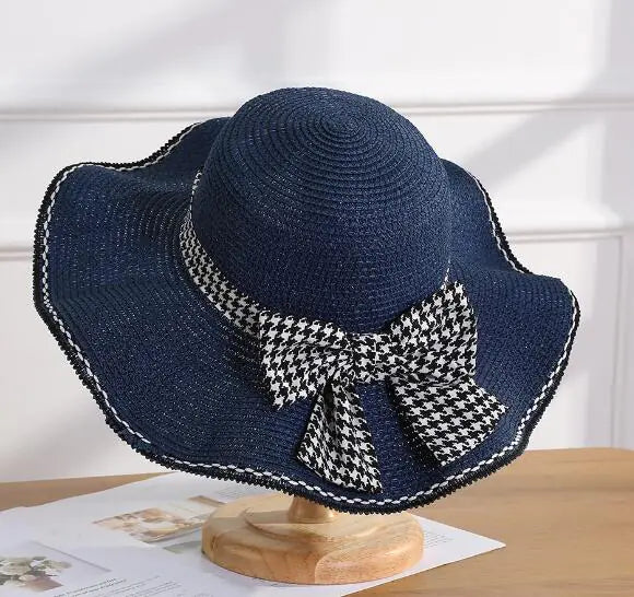 New Summer Women's Bow Knit Straw Hat