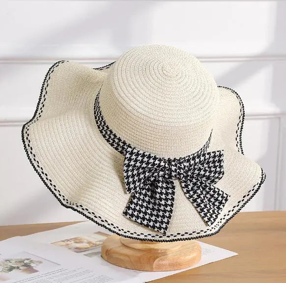 New Summer Women's Bow Knit Straw Hat