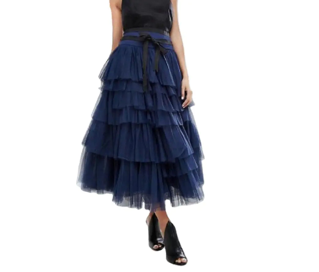 Ruffled Layered High Waist Skirt for Summer