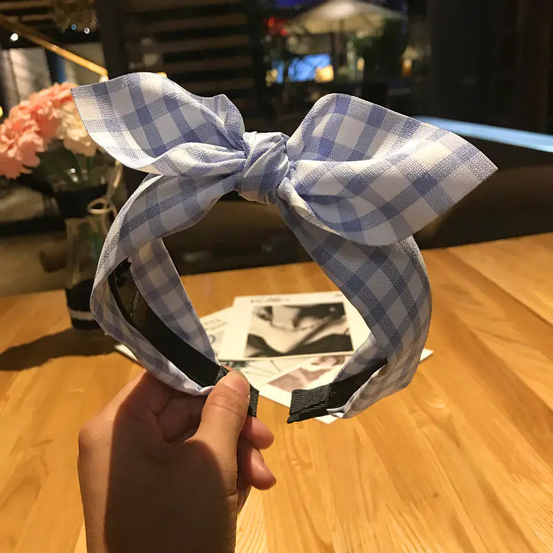 Plaid Knot Bow Fabric Headband