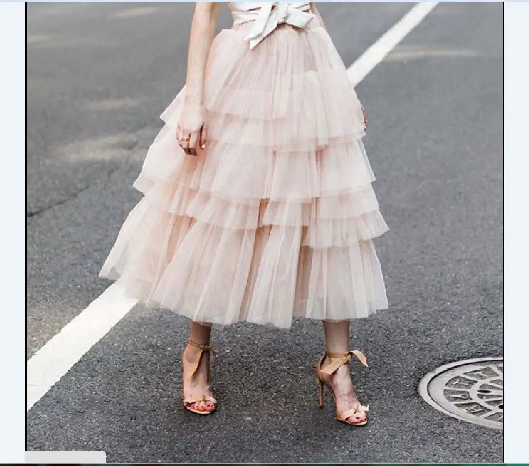 Ruffled Layered High Waist Skirt for Summer