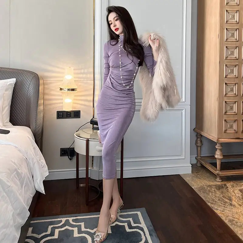 Turtleneck Long Sleeve Dress