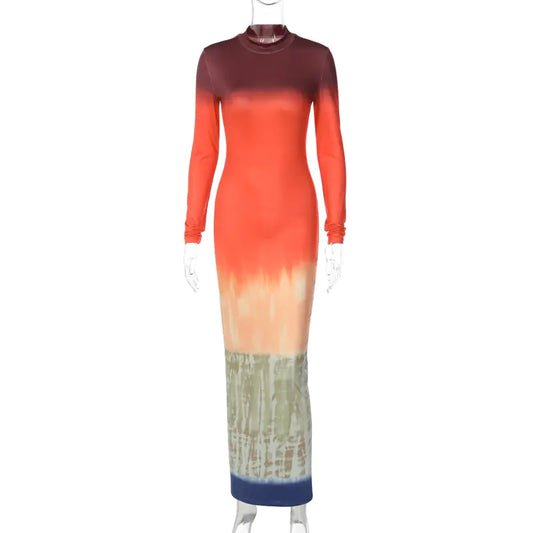 Slim Fit Round Neck Long Sleeves Fashion Dress