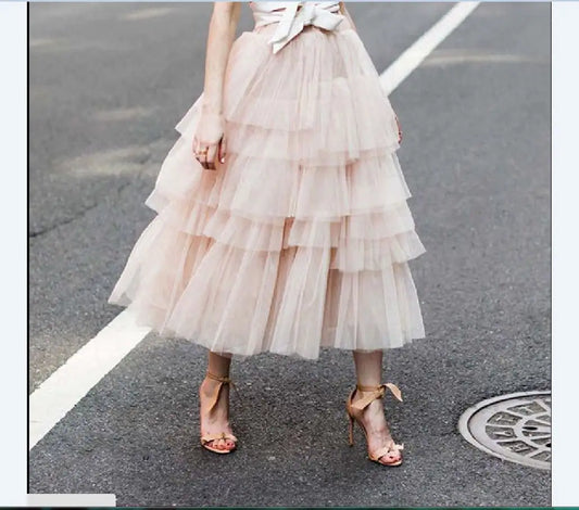 Ruffled Layered High Waist Skirt for Summer
