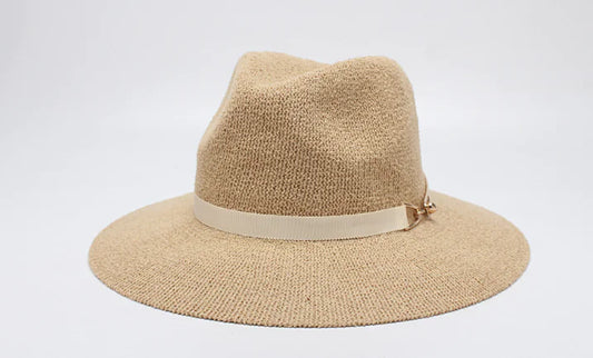 Women's Wide Brim Jazz Hat, Korean Knit Sun Hat