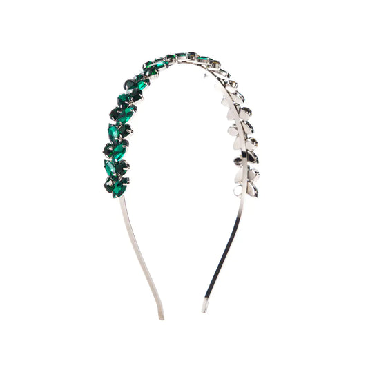 French Retro Metal Texture Rhinestone Headband